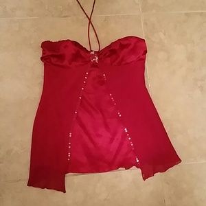 Brand new fushia color Bebe top 100% silk