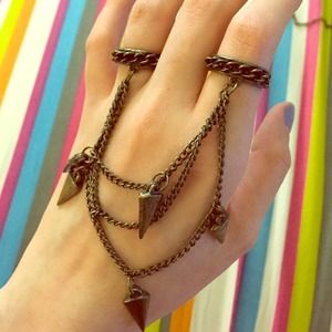 Spiked Chain Rings Faux Brass