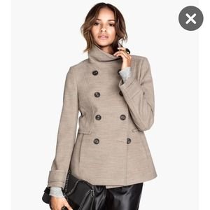 Double-Breasted Cowl Neck Jacket