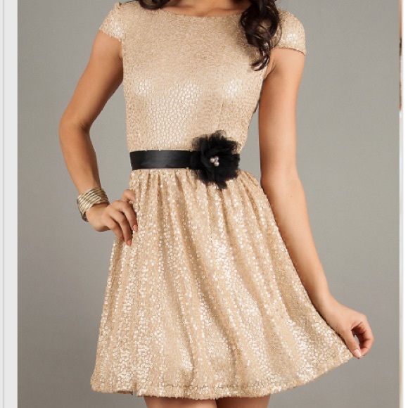 Gold sequined dress; Purchased from Macy's. - Picture 1 of 5