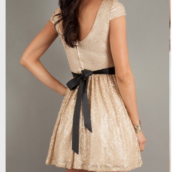 Gold sequined dress; Purchased from Macy's. - Picture 2 of 5