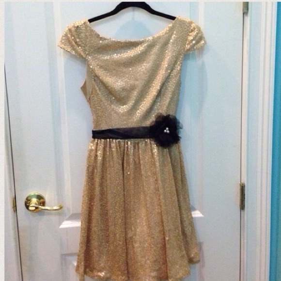 Gold sequined dress; Purchased from Macy's. - Picture 3 of 5