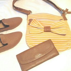 Yellow and white stripe purse