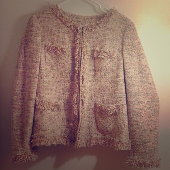 Chanel inspired pink/beige tweed jacket wt/frills