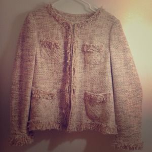 Chanel inspired pink/beige tweed jacket wt/frills