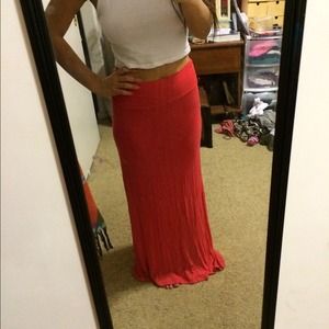 coral maxi skirt