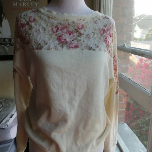 Cream Sweater with Floral Lace