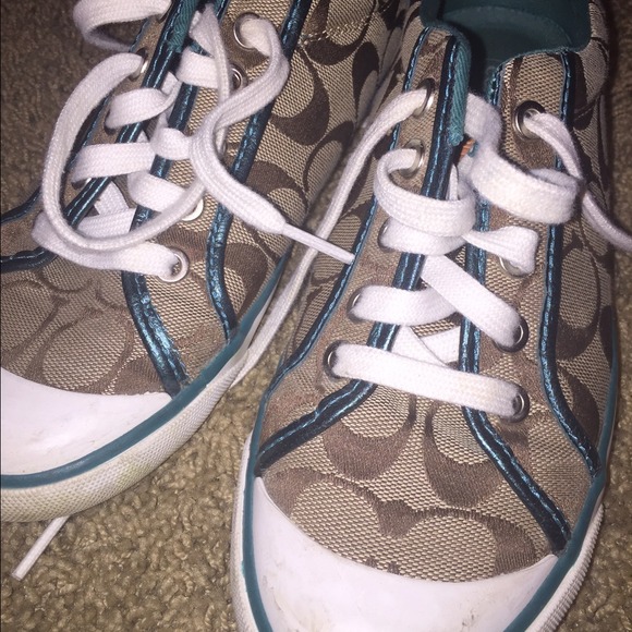 greenish blue coach tennis shoes