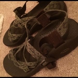 Authentic chaco's with green Aztec print