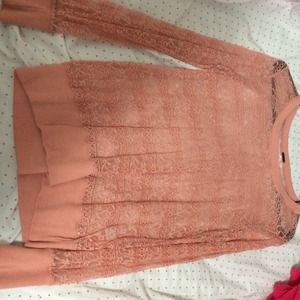 Salmon lace long sleeve