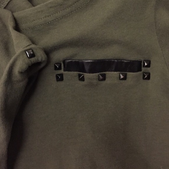 BUNDLED [zara] army green top with black studs - Picture 3 of 4