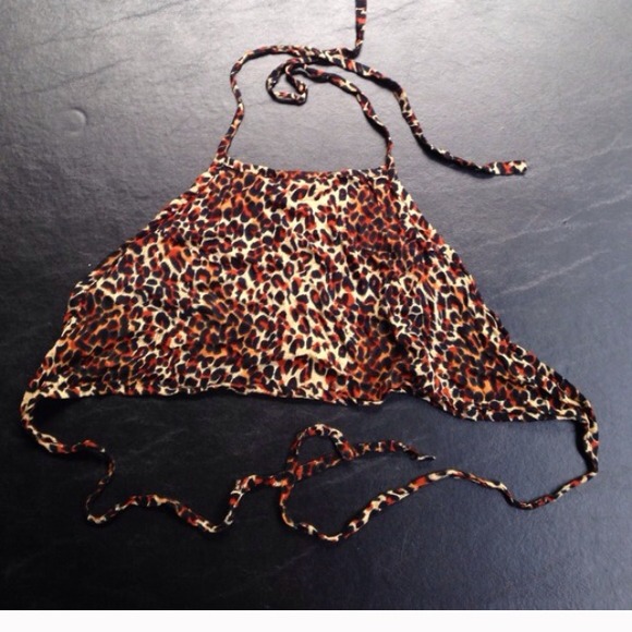 Leopard halter crop top