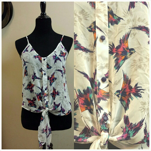 Sheer Bird Print Top