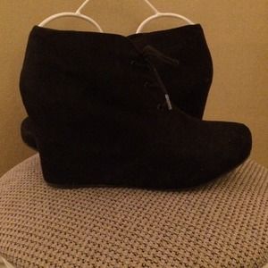 Black wedge booties