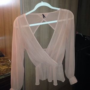 Backless light pink blouse