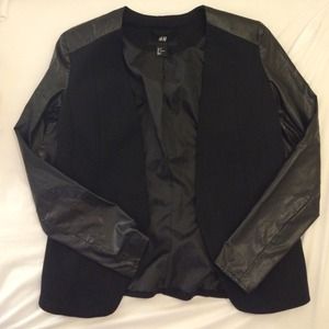 Blazer with leather (imitation) arms