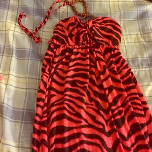 Long pink zebra dress