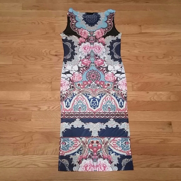 Stretch Print Midi Length Dress- Never Worn