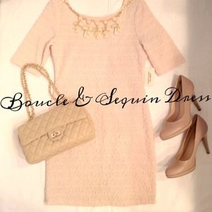 NWT Peach Boucle Sequined Dress
