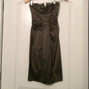 Dark army green satin dress
