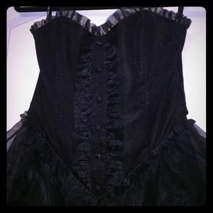 Black tuxedo style frilly Betsey Johnson dress