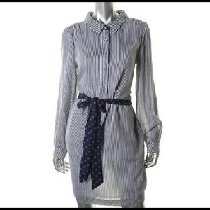 New! Bright navy railroad stripe Davie dress