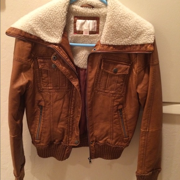 Xhilaration brown "leather" bomber jacket!