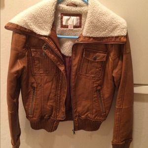 Xhilaration brown "leather" bomber jacket!
