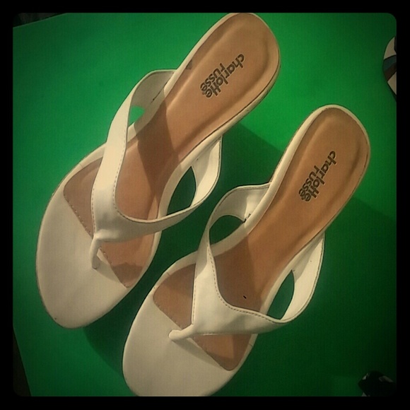 White flip flop cork wedge (Charlotte Russe)