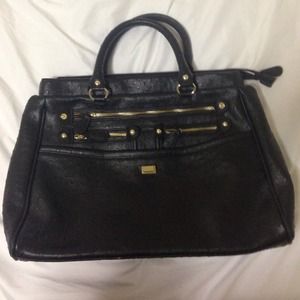 black faux leather purse