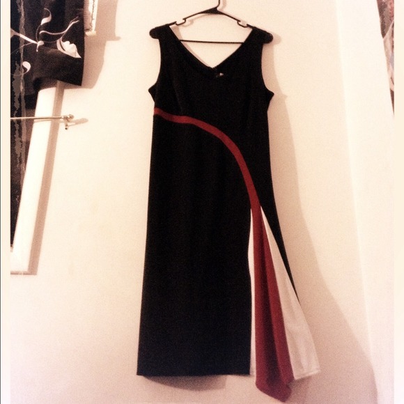 Black red and white dress