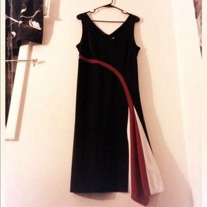 Black red and white dress