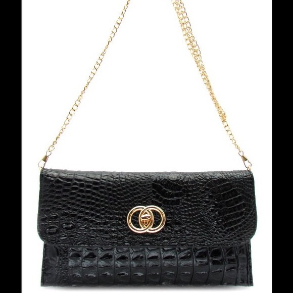 Crocodile wallet chain clutch