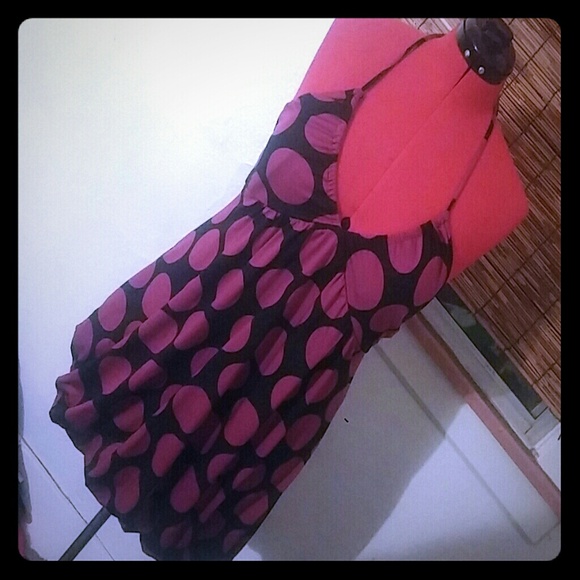 Purple and black polka dot cocktail