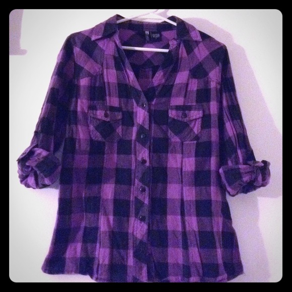 Black and purple plaid shirt