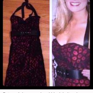 Betsey Johnson dress red with black lace overlay