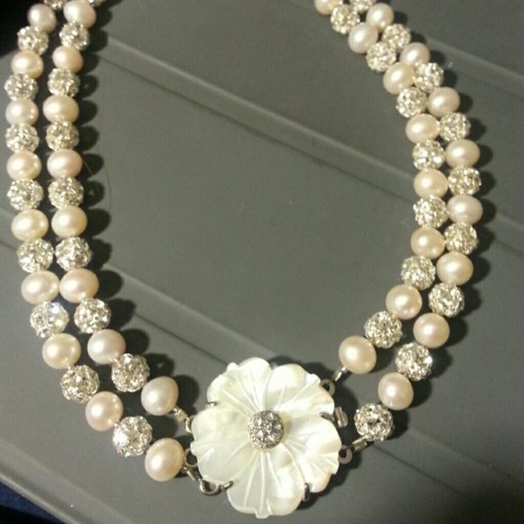 Mother of Pearl and CZ necklace