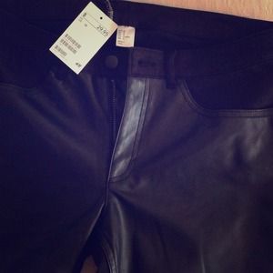 H&M faux leather/denim black pants