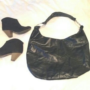 Black faux leather purse