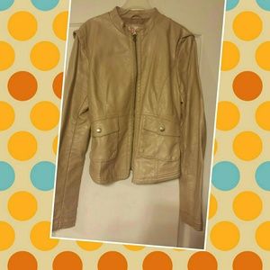 Nude beige faux leather jacket