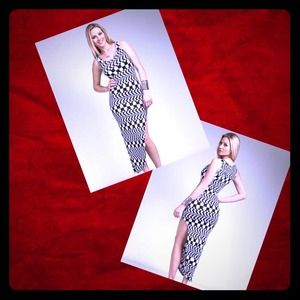 Sexy Leg out Black & White Dress