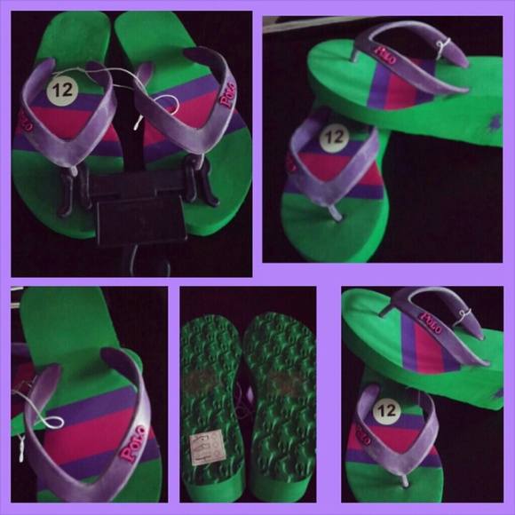 Ralph Lauren Polo little Girls Wedge Flip Flops