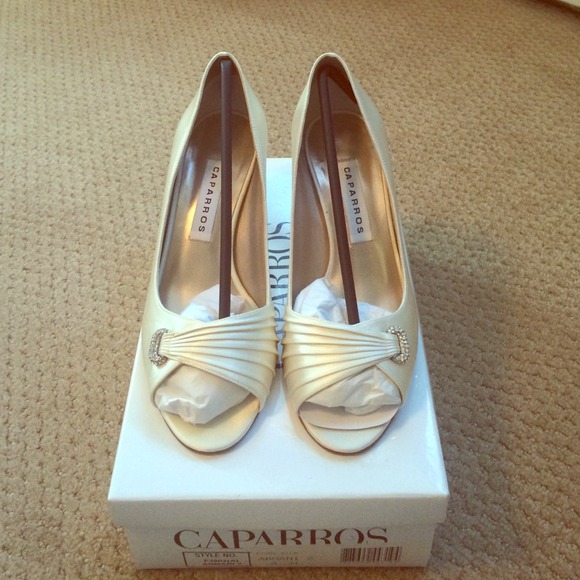 Caparros white high heel wedding shoes