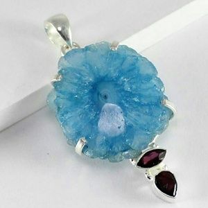 Blue Solar Quartz and Garnet SOLD!