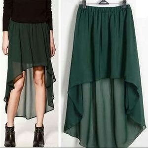 Hunter Green High Low Skirt