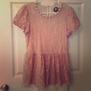 Pink lace top, Forever 21, Medium