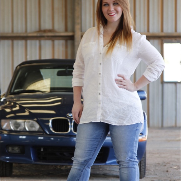 Long white button up