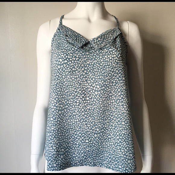 Tops - Polka Dot Collar Tank Top with a Tie in the Back Tops - Polka Dot Collar Tank Top with a Tie in the Back