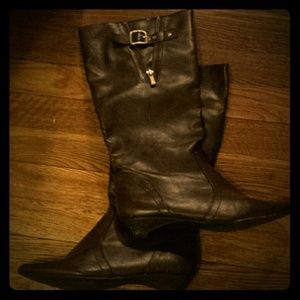 Brown faux leather boots