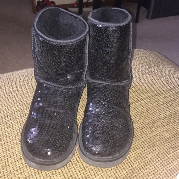 Black sequin UGG boots